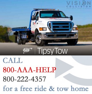 Vision Collision encourages you to call 800-222-4357 if you think you've had too much to drink and need a free ride home.